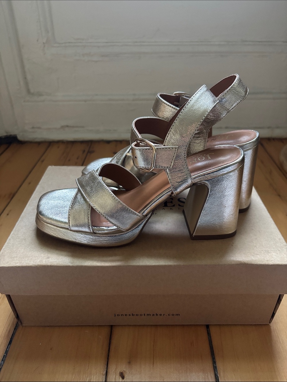 Jones Gold Block Platform Sandals